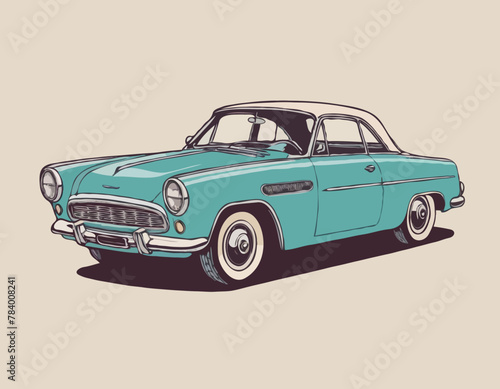 Cartoon robot made from vintage car, vector