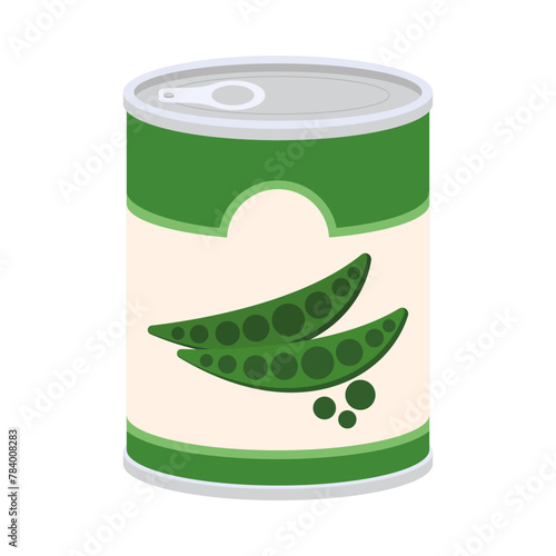 Grocery Food simple objects. Canned vegetables. Beans, mushrooms, corn and tomatoes. Vector cartoon flat icon
