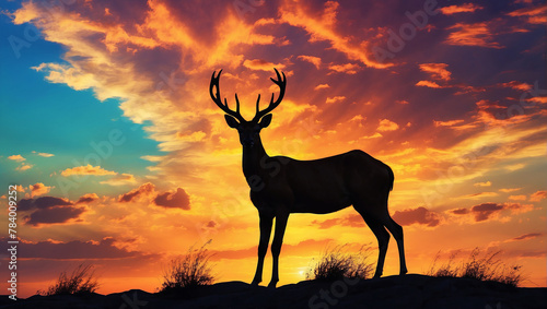 antelope in the sunset, deer in sunset