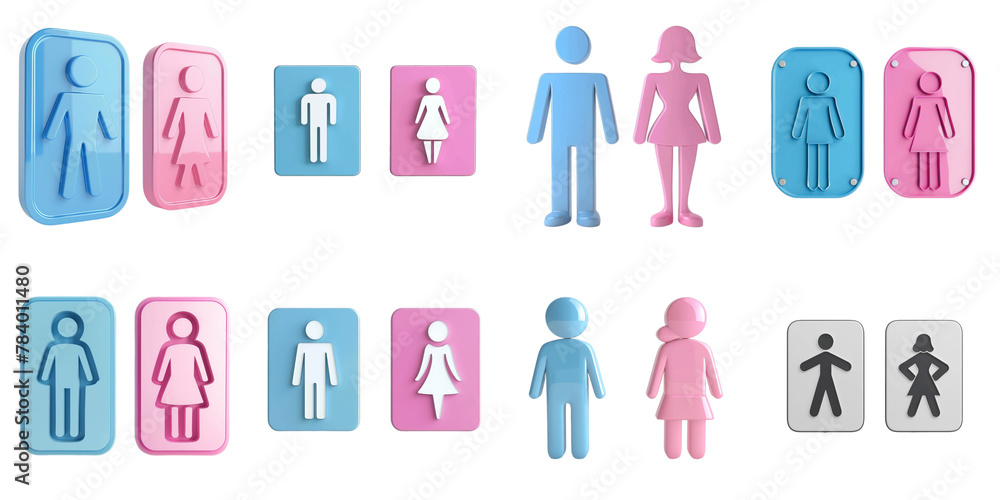 Toilet sign png set collection in 3d transparent no background. Toilet sign png set collection in 3d transparent no background.