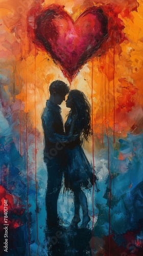 love couple in watercolor abstract