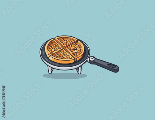 Waffle iron isolated icon in cartoon style.