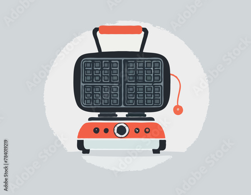 Waffle iron isolated icon in cartoon style.