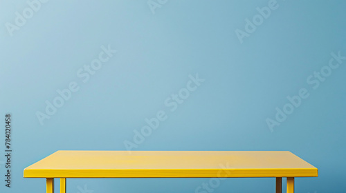 Yellow table with blue background