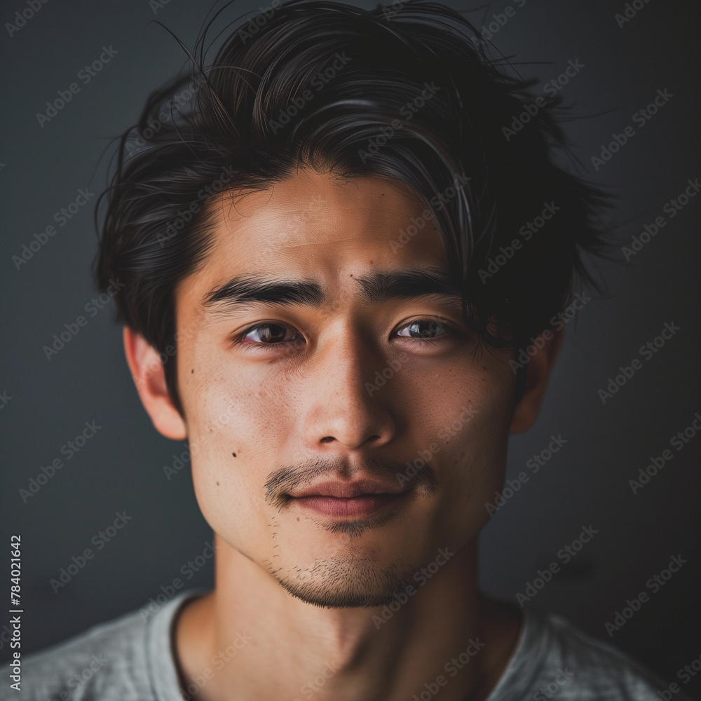 portrait of Japanese man close up portrait of Japanese man close up