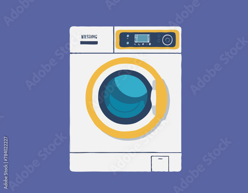 Washing Machine Flat Design on Color Background