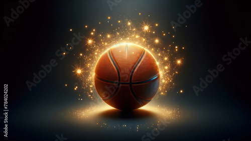 Magical Glowing Basketball with Golden Sparkles