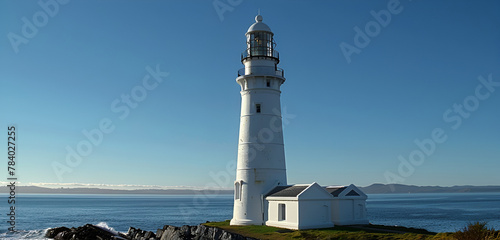 lighthouse on the shore of the sea