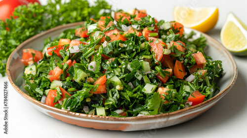 Tabouleh Recipe in Aesthetic Plate Side Angle View