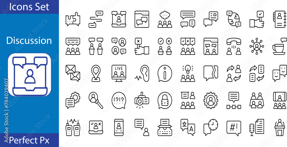 set of thin line discussion icons vector.eps