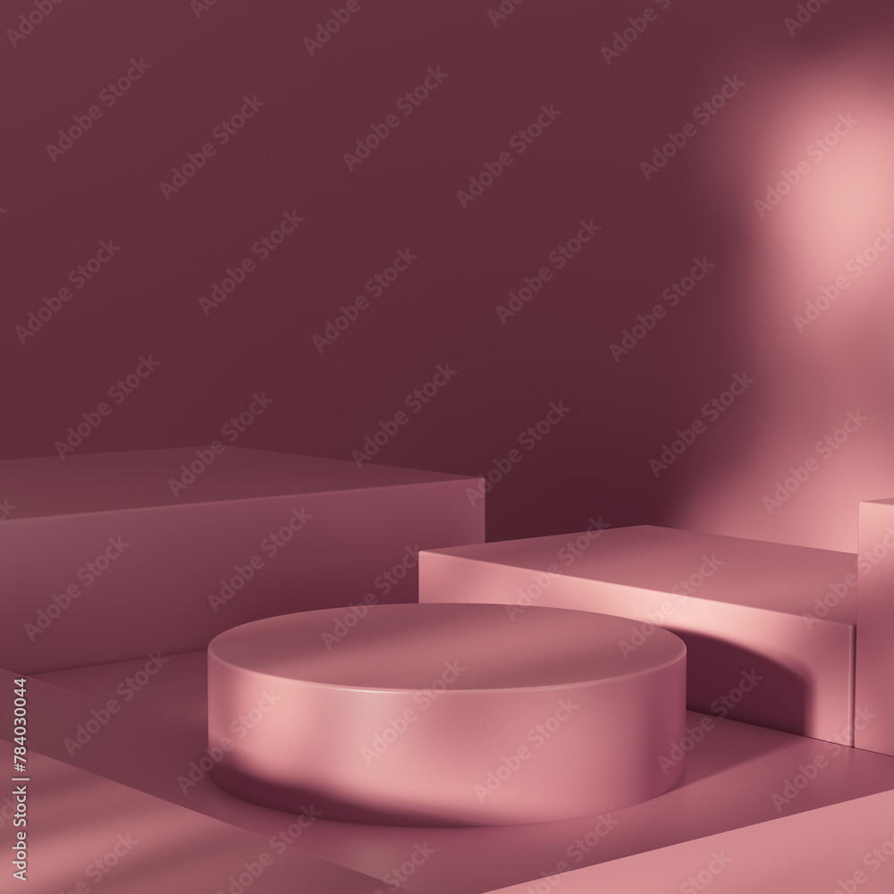 Light Pink minimal scene for product display presentation. Realistic 3d pink product podium. Abstract scene for product mockup display, featuring a Pink Gala color shapes Light Pink minimal scene for product display presentation. Realistic 3d pink product podium. Abstract scene for product mockup display, featuring a Pink Gala color shapes
