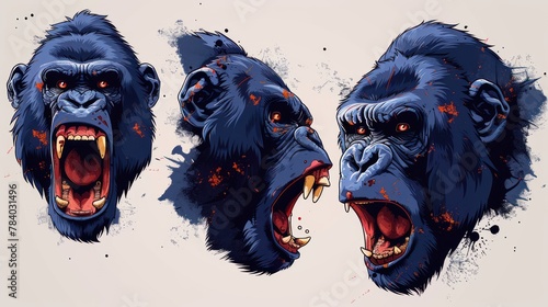 Gorilla monkey anger figure portrait mascot character