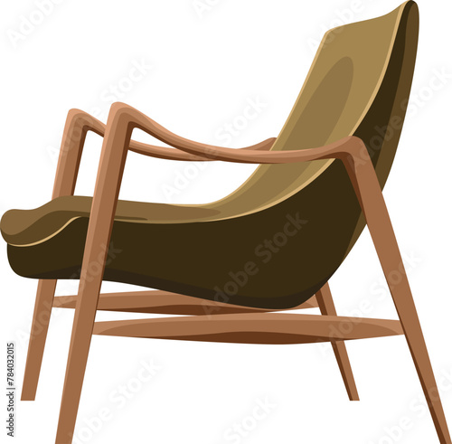 vector illustration, soft old chair, Stylish  flat karton style comfortable armchair. Part of the interior of a living room or office. Isolated 