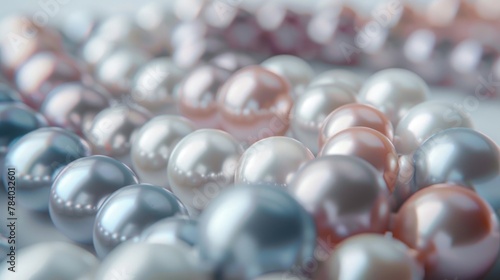 Close up of many different colored pearls. Ideal for jewelry and fashion designs