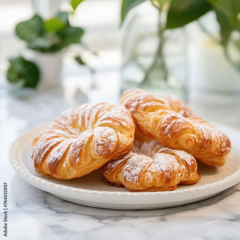 Tradition Pinsa pastries, blurred background, close up, copy space Tradition Pinsa pastries, blurred background, close up, copy space