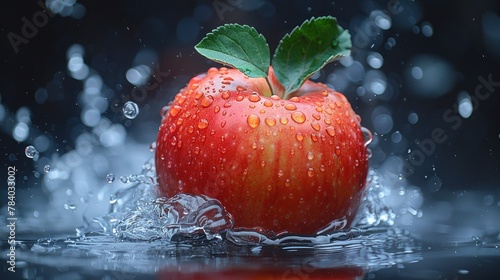 Apple falling in water isolated