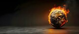 Flaming Earth: A Stark Warning of Climate Peril. Concept Climate Change, Environmental Destruction, Global Warming, Nature Conservation, Earth's Future