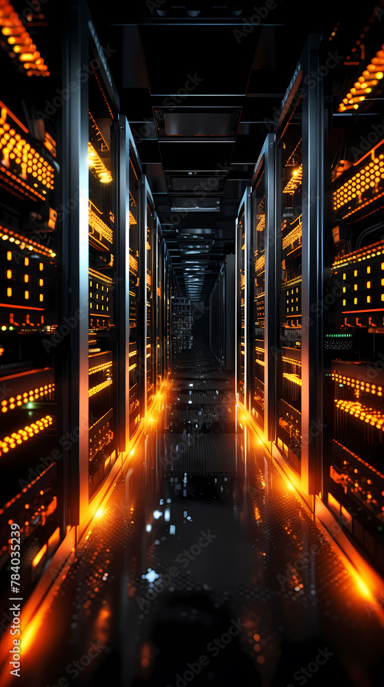 Computer server room background, network server database center scene ...