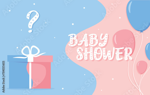 Baby Shower or gender party card. invitation gender party. Cute bunny and balloons. vector illustration. Banner, background for celebrating baby shower	pattern