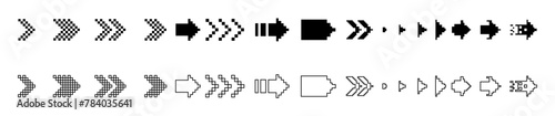 Obraz na płótnie Image of pixel arrows. 8-bit black pixel arrows on a white background. abstract arrow in pixel art. Eps 10 w salonie