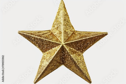 A shiny gold star ornament on a plain white background. Perfect for holiday decorations