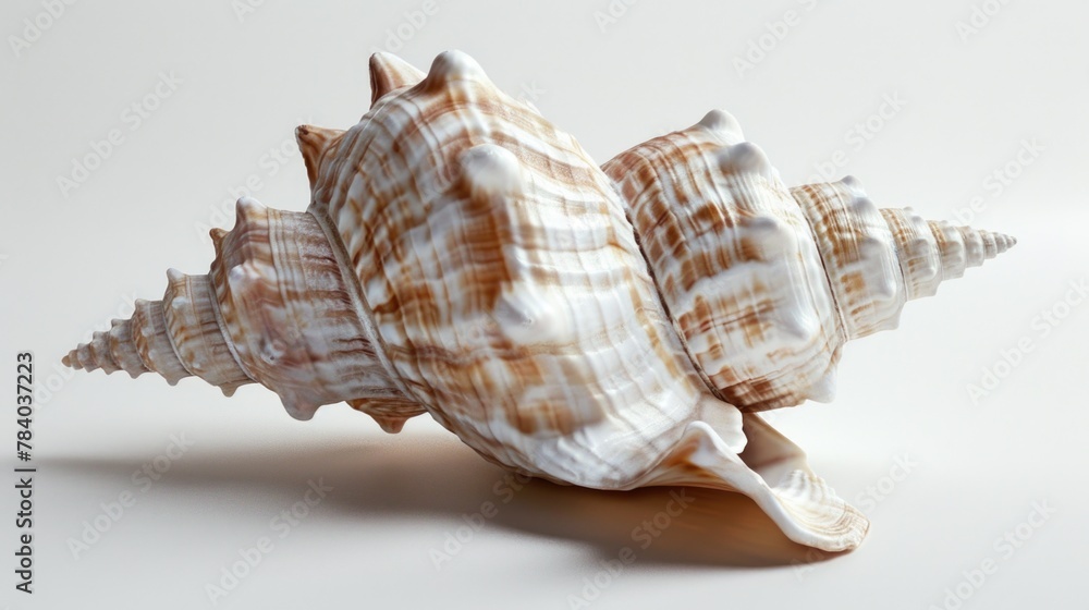 Close-up image of a shell on a white background. Suitable for various design projects
