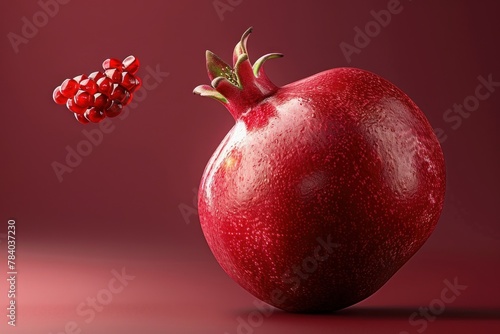 Pomegranate with Seeds Bursting in Air photo