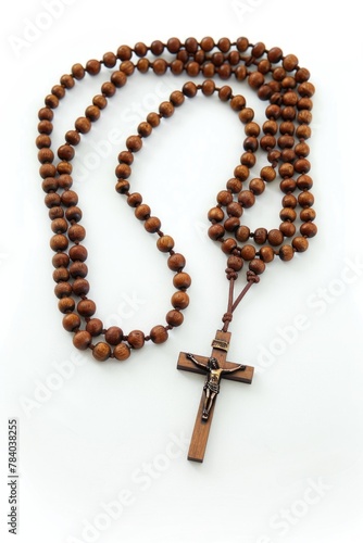 Wooden rosary with a cross symbol