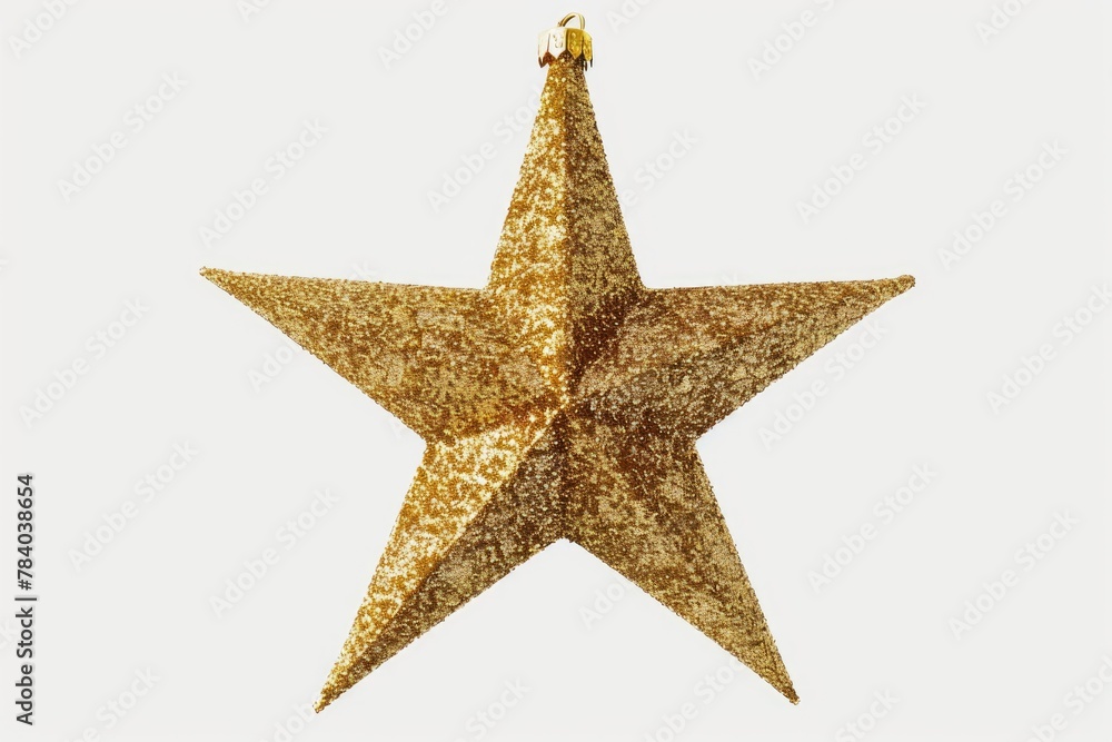A shiny gold star ornament against a clean white background. Perfect for holiday designs A shiny gold star ornament against a clean white background. Perfect for holiday designs