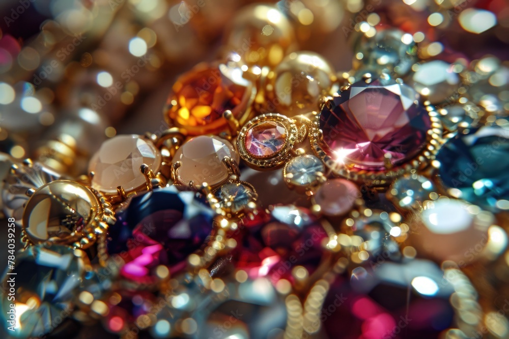 A close up shot of a bunch of jewelry. Perfect for fashion or luxury concept A close up shot of a bunch of jewelry. Perfect for fashion or luxury concept