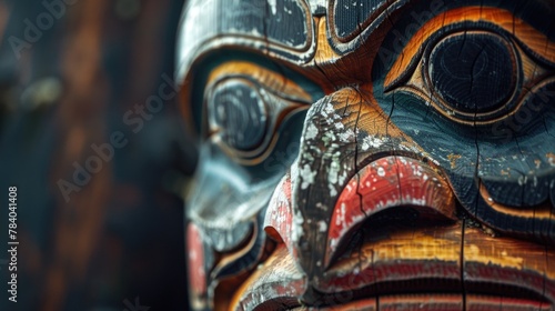 A detailed view of a wooden totem, suitable for cultural and traditional themes © Fotograf