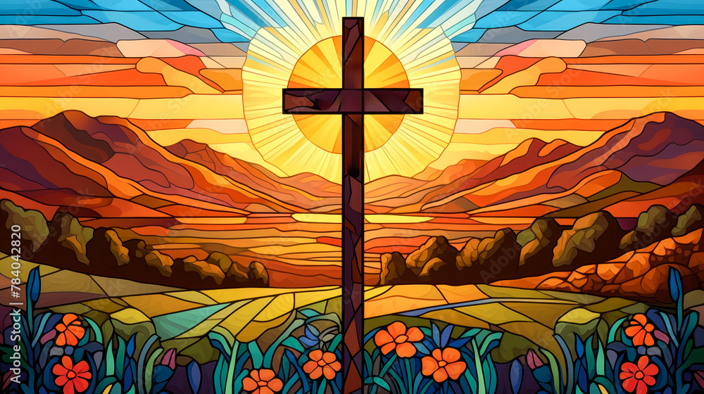 custom made wallpaper toronto digitala stained glass window with cross 