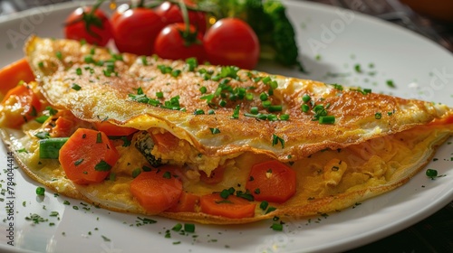 Delicious omelet with fresh vegetables, perfect for breakfast menu