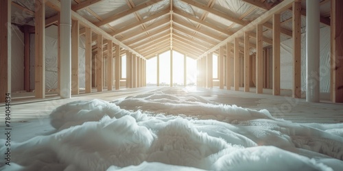 A large room covered in snow, suitable for winter-themed designs