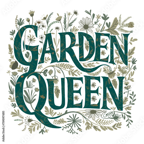 Mother's Day 2024, Garden Queen wildflowers illustration typography