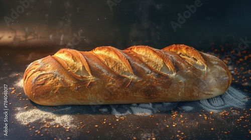 A loaf of bread on a wooden table, perfect for food blogs or bakery advertisements