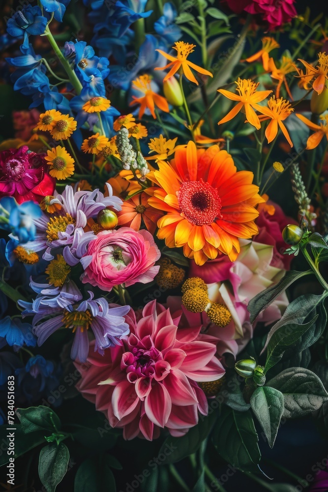 A bunch of flowers in a vase, suitable for home decor