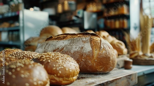 A bunch of bread on a rustic wooden table, suitable for food and cooking concepts