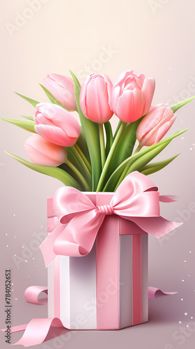 Tulips and gift box
