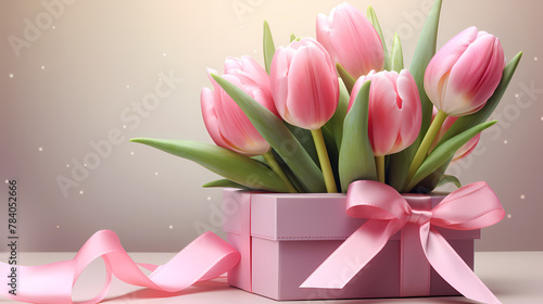Tulips and gift box