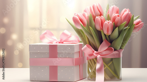 Tulips and gift box