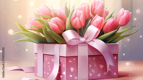 Tulips and gift box