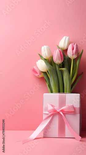 Tulips and gift box