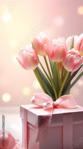 Tulips and gift box