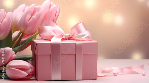 Tulips and gift box