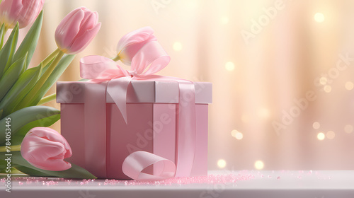 Tulips and gift box