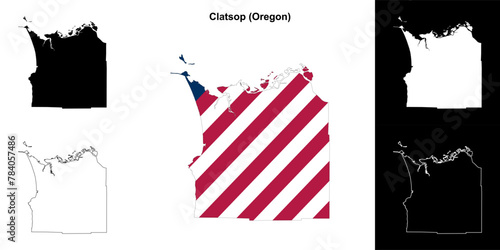 Clatsop County (Oregon) outline map set
