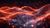 A glowing red and orange light wave with dots, AI