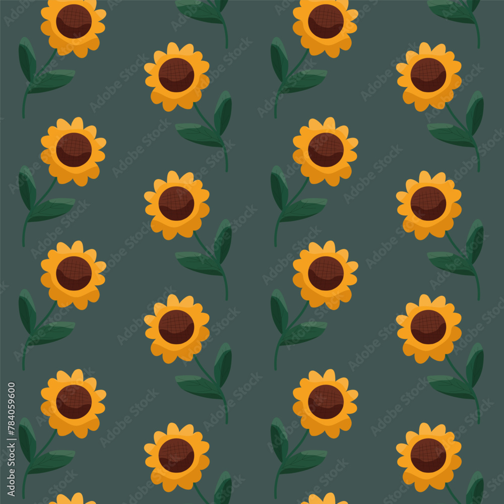 Sunflowers seamless patterns, vector illustration Sunflowers seamless patterns, vector illustration