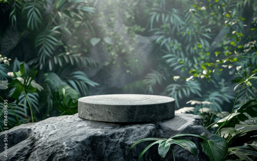 Natural podium in forest Illustration Natural podium in forest Illustration
